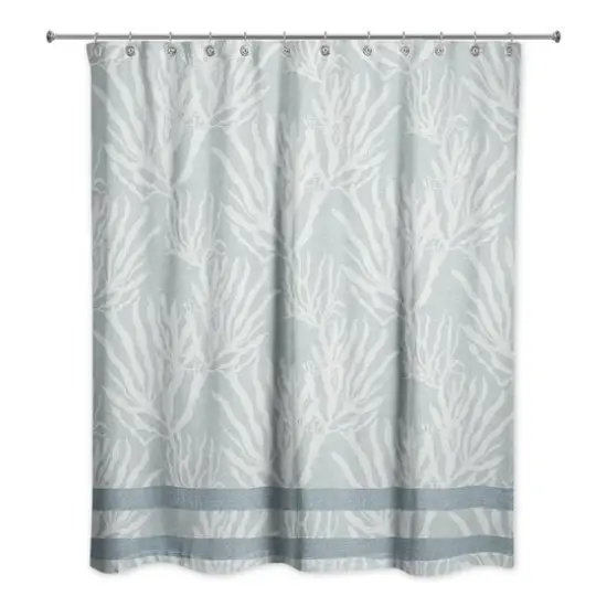 Coral & Stripe Shower Curtain White/Blue/Blue {3}