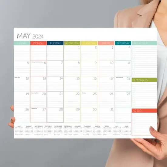 TF Publishing 2024 Rainbow Blocks Medium Desk Pad Monthly Blotter Calendar {6}