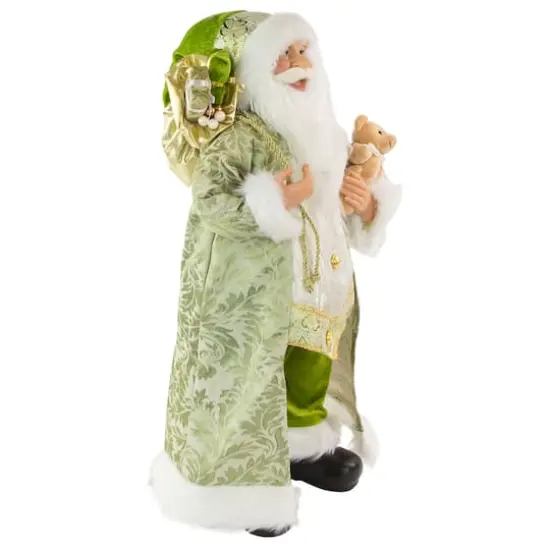 24" St. Patrick's Irish Standing Santa Claus Christmas Figure with Teddy Bear and Gift Bag {5}