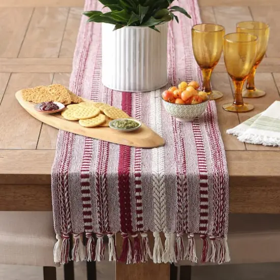 DII&reg; 108" Braided Stripe Table Runner Wine {5}