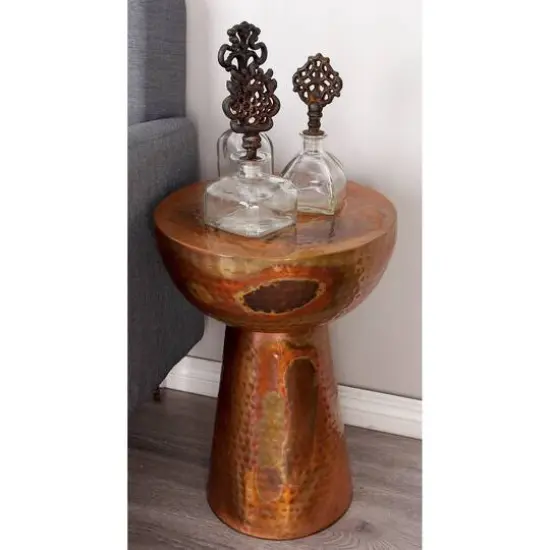 20'' Metal Vintage Accent Table Copper {7}