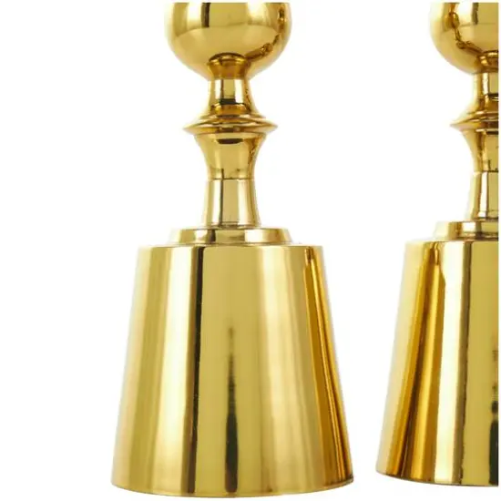 Gold Aluminum Candle Holder Set {8}