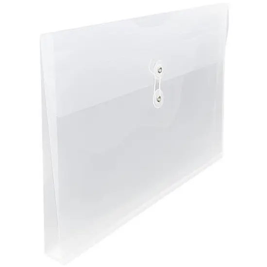 JAM Paper 9.75" x 14.5" Button & String Tie Closure Plastic Envelopes, 12ct. Clear {5}