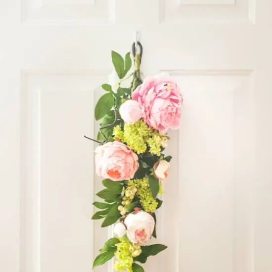 24" Pink Mixed Peony & Hydrangea Teardrop Swag {7}