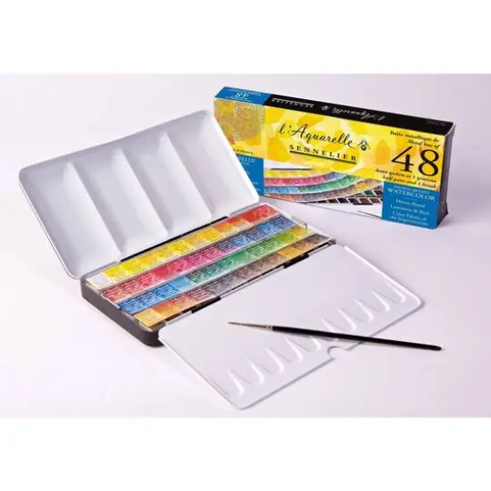 Sennelier 48-Color Watercolor Half-Pan Tin Set {1}