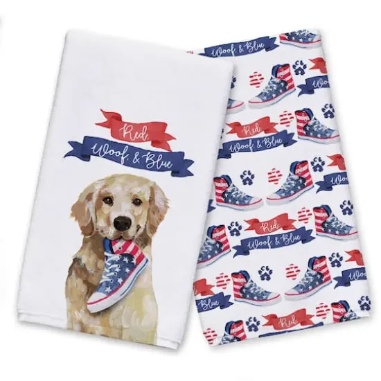 Red, Woof & Blue Pup Tea Towel Set {1}