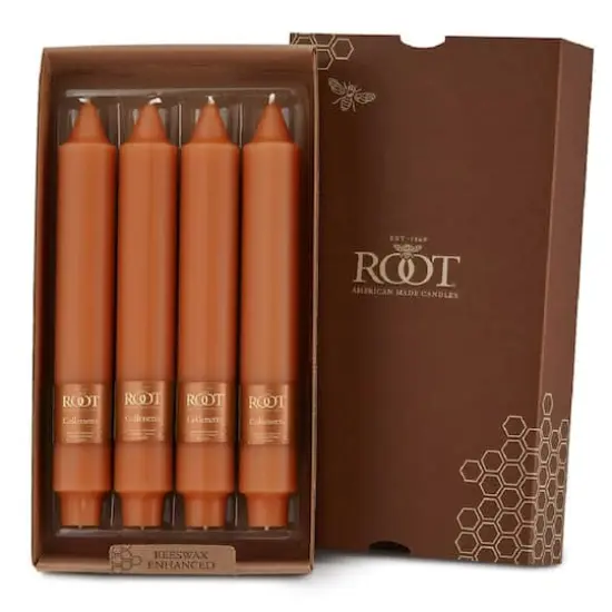 Root Candles 9" Unscented Smooth Collenette Taper Candles, 4ct. Rust {1}