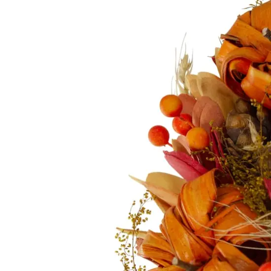 11" Brown & Orange Pinecone & Pumpkin Fall Wreath {5}