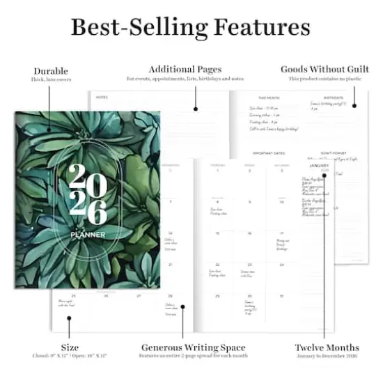 2026 Succulent Large Monthly Planner {6}