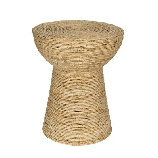 Hello Honey&reg; 20" Natural Coiled Corn Rope Round Accent Table {1}