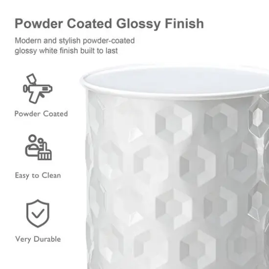 Glitzhome&reg; Multifunctional Embossed Honeycomb Texture Metal Garden Stool Set White {8}