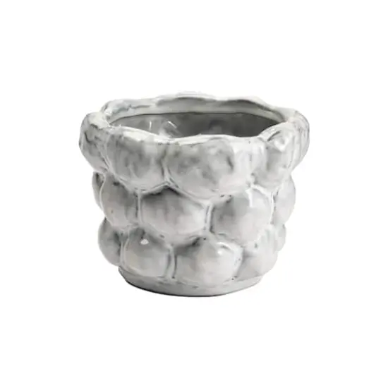 Hello Honey&reg; 6.5" White Organically Shaped Stoneware Planter with Raised Dot Design {1}
