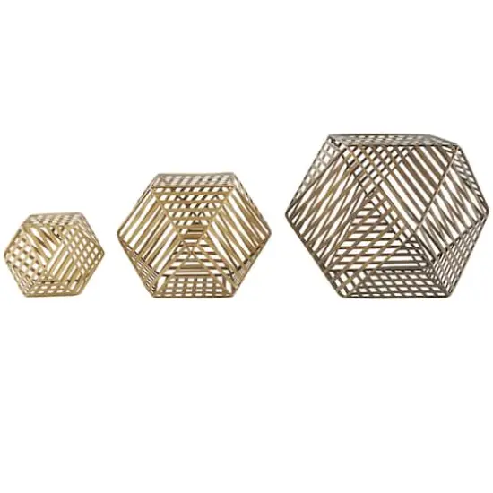 Gold Metal Geometric Sculpture Set, 3ct. {1}