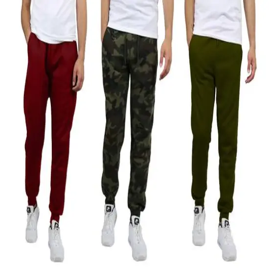 Galaxy by Harvic Men's Fleece-Lined Jogger Sweatpants 3 Pack Woodland/Burgundy/Olive {1}