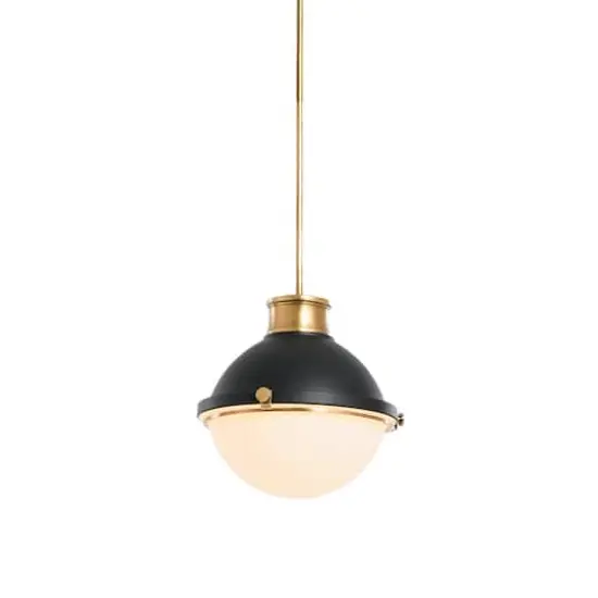Hello Honey&reg; Robert Stevenson Lighting Cameron Two-Tone Metal & Frosted Glass Ceiling Light Matte Black {5}