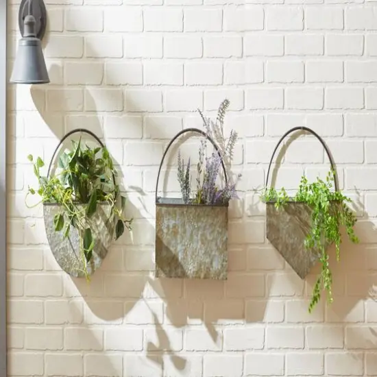 14.5" Diamond Galvanized Wall Planter {8}