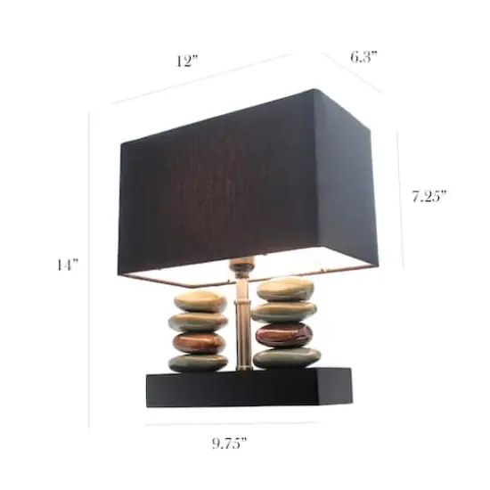Elegant Designs&trade; 14" Rectangular Dual Stacked Stone Table Lamp with Black Shade {4}