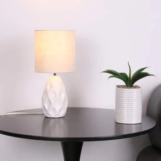 14.5" White Table Lamp with Natural Fabric Shade by Ashland&reg; {4}