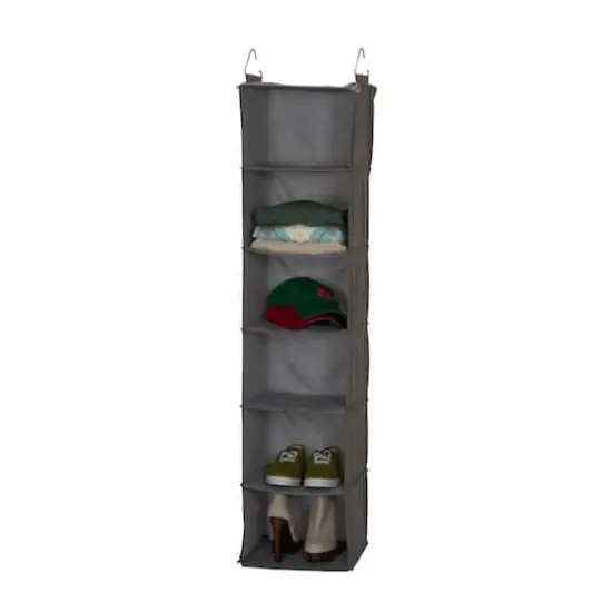 Household Essentials Gray Linen 6-Shelf Hanging Closet Organizer {4}