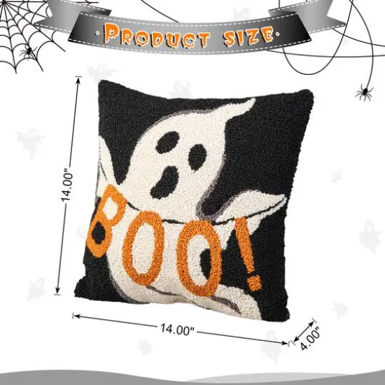 Glitzhome&reg; 14" Hooked Halloween Ghost "BOO" Pillow {9}