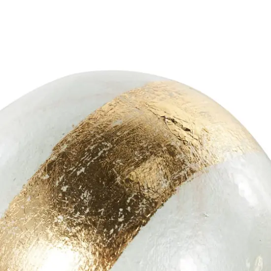 White with Gold Stripe Abstract Brushed Decorative Orbs & Vase Filler Set {11}