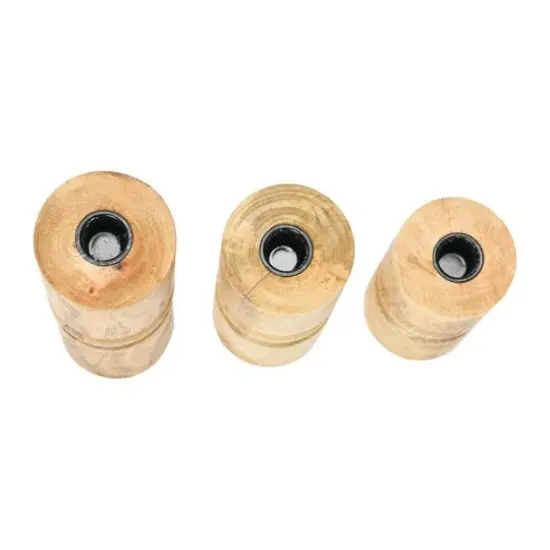 Hello Honey&reg; Wood Stack Taper Candle Holder Set Natural Finish {5}