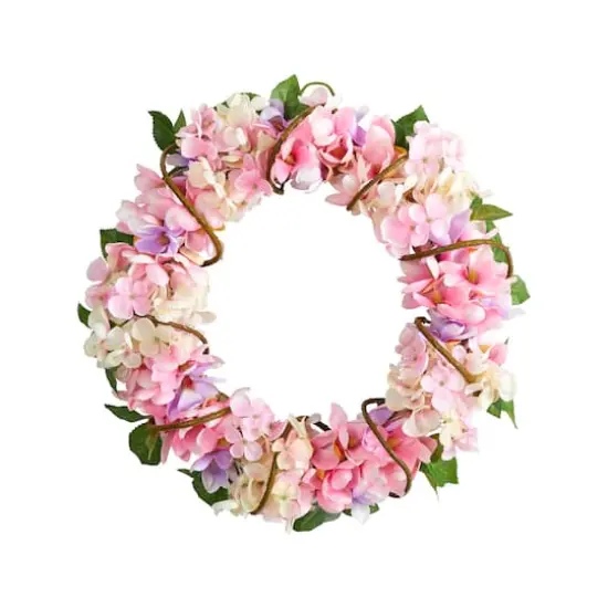 16" Pink Hydrangea Wreath {1}