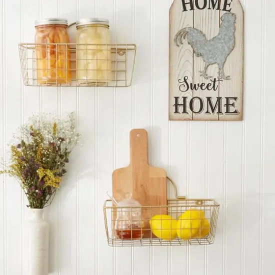 DII&reg; Small Wire Wall Baskets, 2ct. Gold {6}