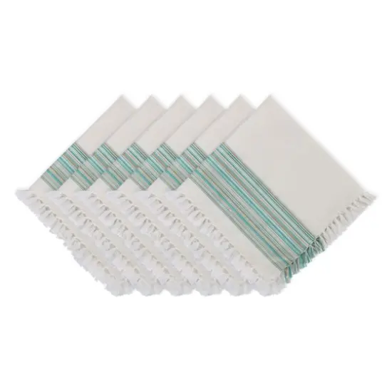 DII&reg; 20" x 20" Fringed Striped Napkins, 6ct. Teal {1}