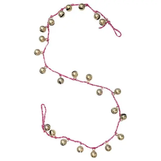 Hello Honey&reg; 6ft. Gold Finish Metal Bells on Braided Red & White Cord Garland {1}