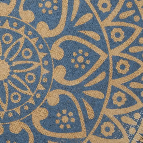 French Blue Block Print On Natural Round Jute Placemat (Set of 6) {4}