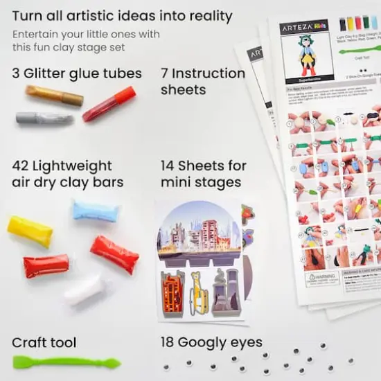 Arteza&reg; Kids Superheroes Small Stage Clay Kit, 77 pcs {3}