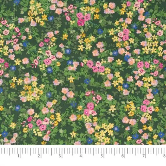SINGER Bright Floral on Green Cotton Fabric {4}