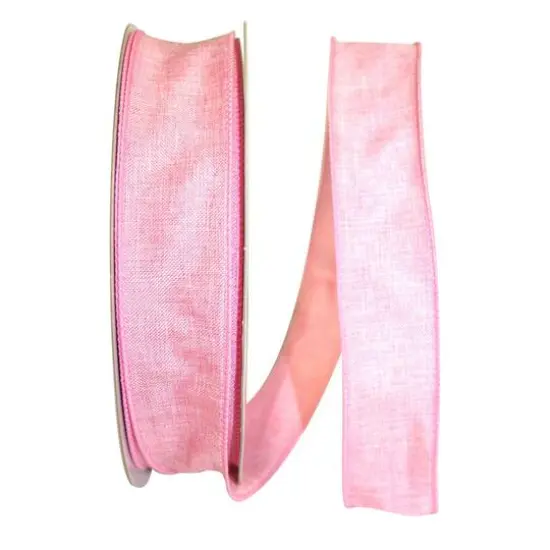 JAM Paper 1.5" x 50yd. Linen Wired Ribbon Pink {1}