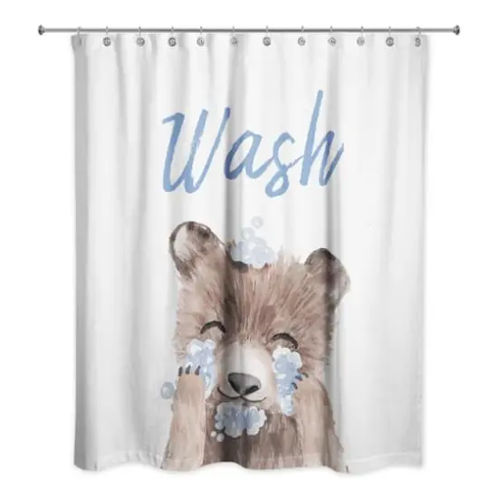 Bear Washing Face 71" x 74" Shower Curtain {3}