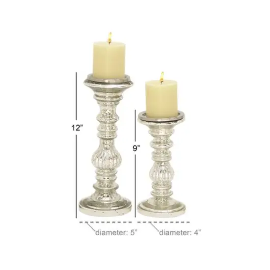 Silver Metal Traditional Candle Holder Set, 2ct. {5}