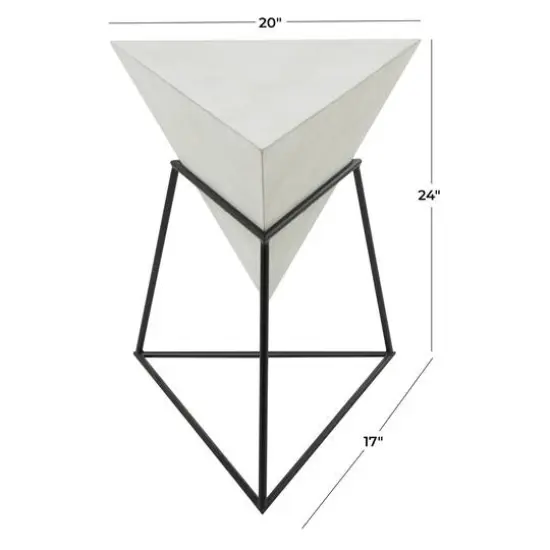 24" Metal Modern Accent Table White on Black {8}