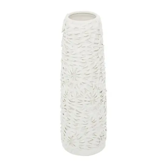 White Ceramic Contemporary Vase, 17" x 6" x 6" {3}