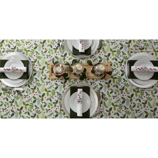 DII&reg; 52" Boughs of Holly Print Tablecloth {8}