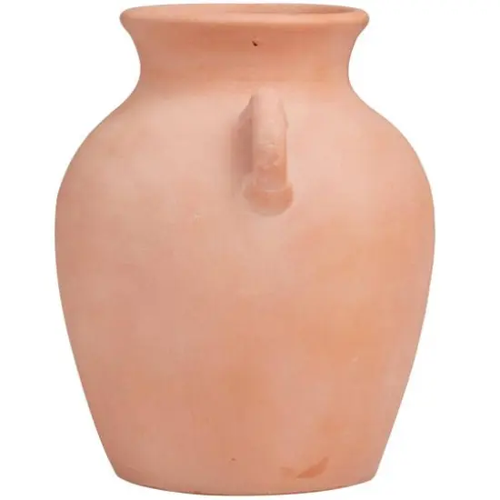 11" Orange Ceramic Terra Cotta Jug Vase with Handles {3}