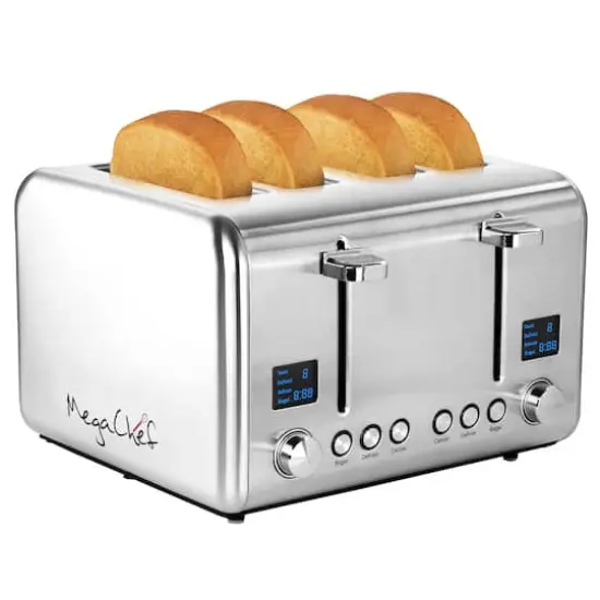 MegaChef Silver 4 Slice Toaster in Stainless Steel {1}