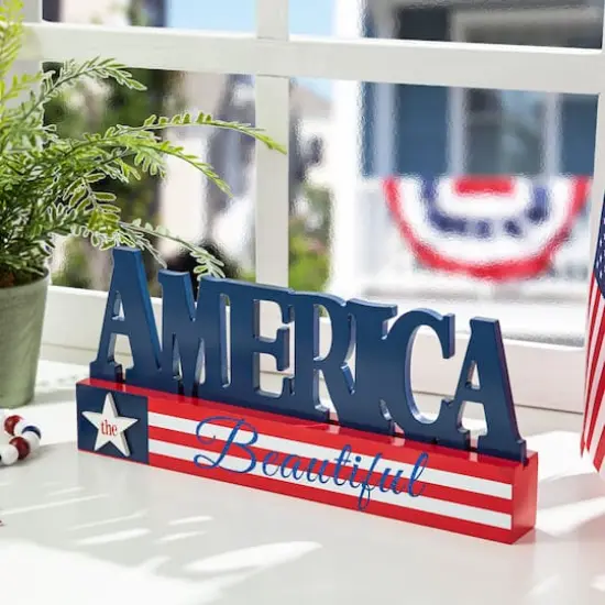 Glitzhome&reg; 14" Wide America the Beautiful Tabletop D&eacute;cor {5}