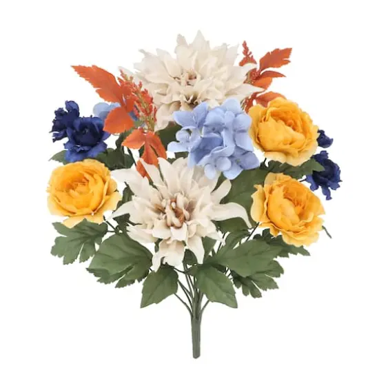 20" Yellow & Blue Dahlia & Hydrangea Bush by Ashland&reg; {3}