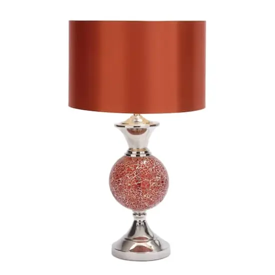 Set of 2 Red Glass Glam Table Lamp, 25" {1}