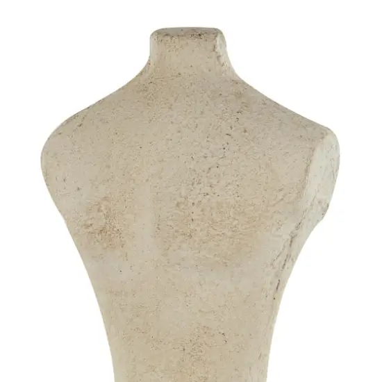 14.25" Cream Antique Style Paper Mache Female Dress Form Sculpture with White Marble Base {4}