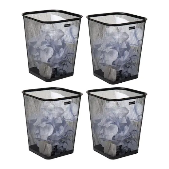 Mind Reader 5gal. Black Metal Mesh Waste Paper Basket, 4ct. {1}