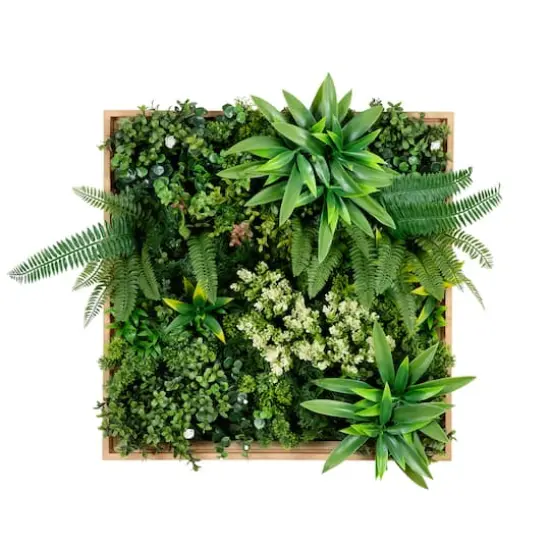 20" Framed Queensland Rainforest Artificial Living Wall Art Panel {1}