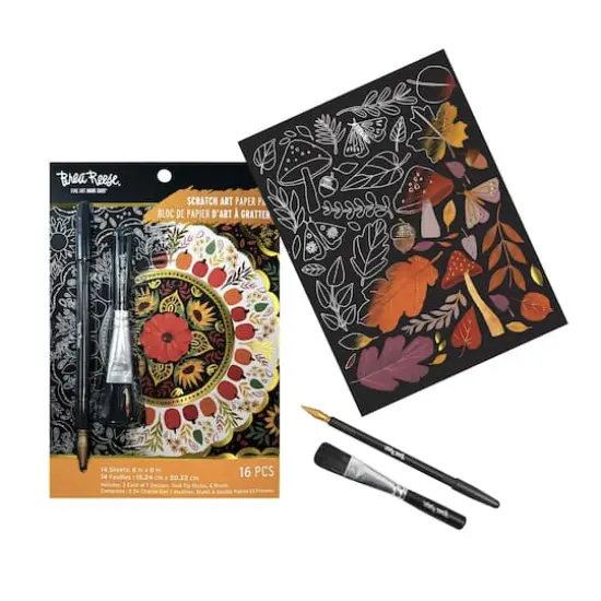 Brea Reese&trade; 6" x 8" Festive Harvest Scratch Art Paper Pad {4}