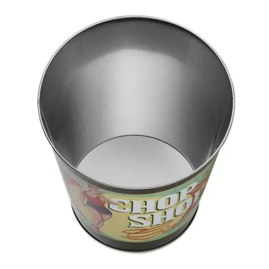 American Art D&eacute;cor&trade; 11" Chop Shop Girl Metal Trash Can {6}