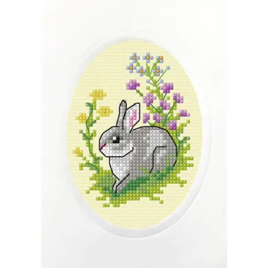 Orchidea Complete Counted Cross Stitch Kit - Greetings Card Easter Bunny {1}